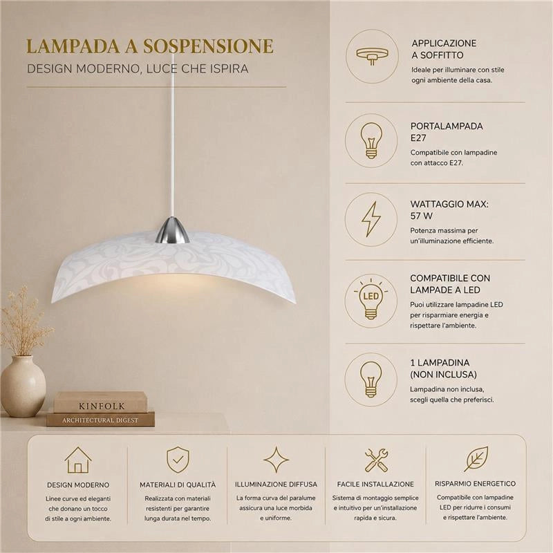 CORINNA LAMPADA SOSPENSIONE DA SOFFITTO E27 1 LUCE 50CM