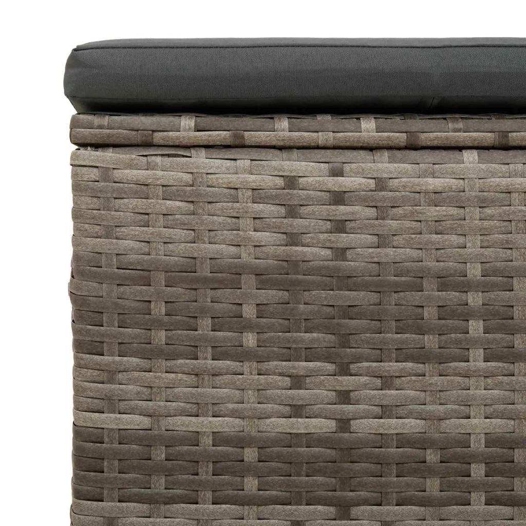 Poggiapiedi da giardino con cuscino 2 pcs Grigio polyrattan