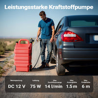Serbatoio per trasporto gasolio e benzina da 60 l con pompa 75W da 14 l/min, serbatoio carburante portatile, contenitore mobile per carburante
