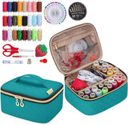 Set di cucito portatile con tessuto flanella, kit di riparazione cucito per adulti, 24 fili colorati, 30 aghi, accessori da cucito, verde