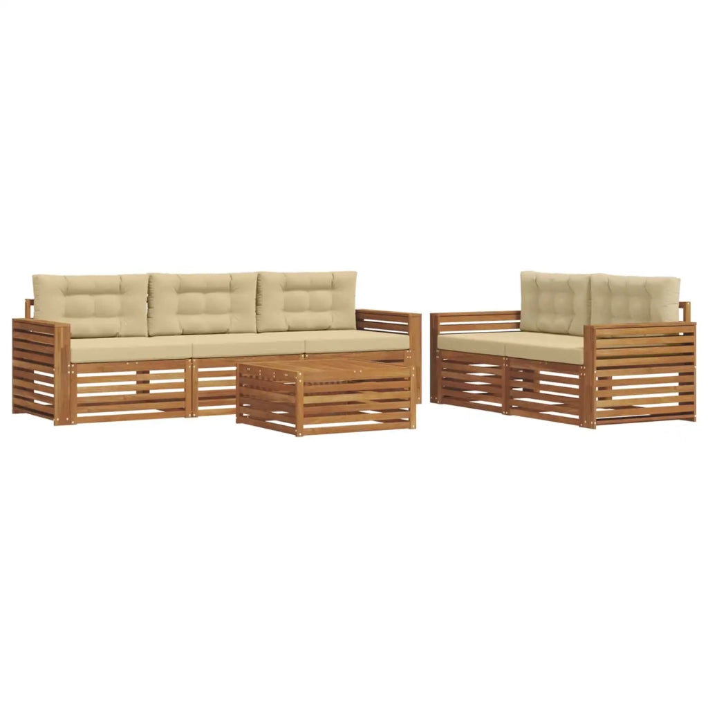 Set di divani da esterno con cuscino 6 pcs Naturale e Beige
