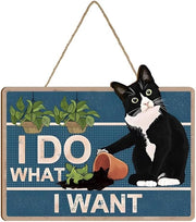 Pannello per Gatti in Legno Decorazione per la Porta Arte per la Parete - Materiale Sostenibile - Esterno/Interno - Citazioni Divertenti per Gatti - Regalo Unico - Pannello per la Porta