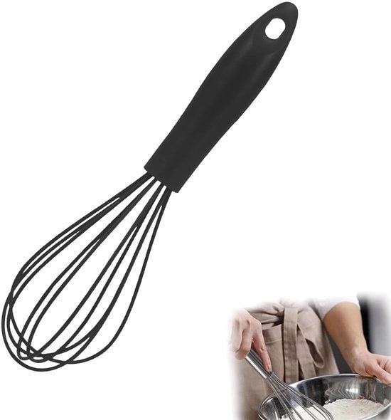Garda a silicio, nera, garda a silicio per impastare, battere, sbattere e mescolare (25 cm, nera)