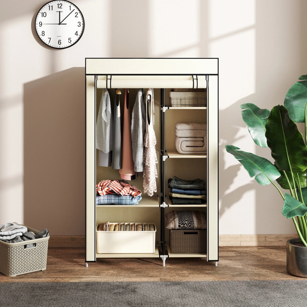Armadio Guardaroba Portatile ¨C zephmum ¨C 103x43x162.5 cm, Crema