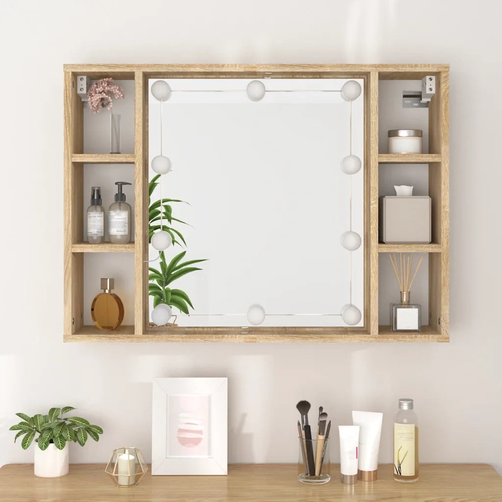 Mobile a Specchio con LED Rovere Sonoma 76x15x55 cm CFW3244875