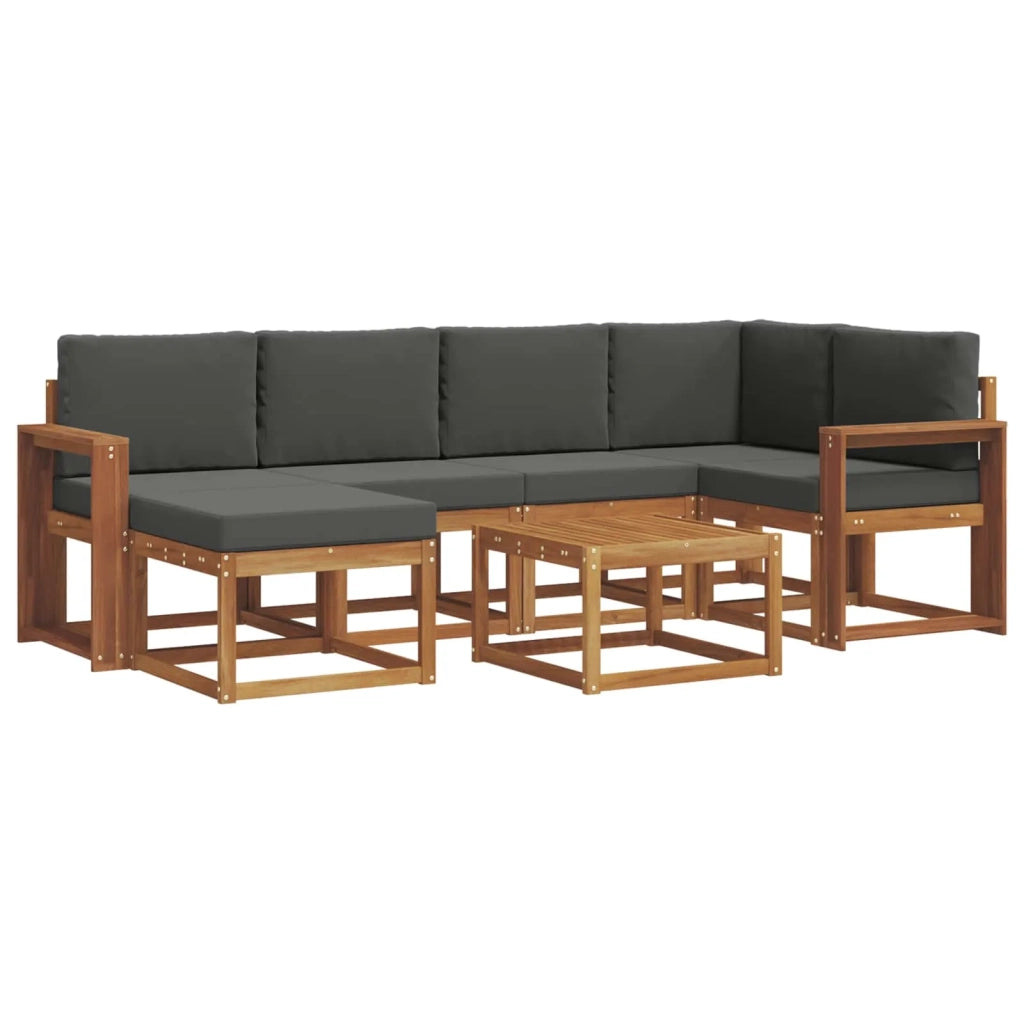 Set di divani da esterno con cuscino 7 pcs Naturale e Antracite