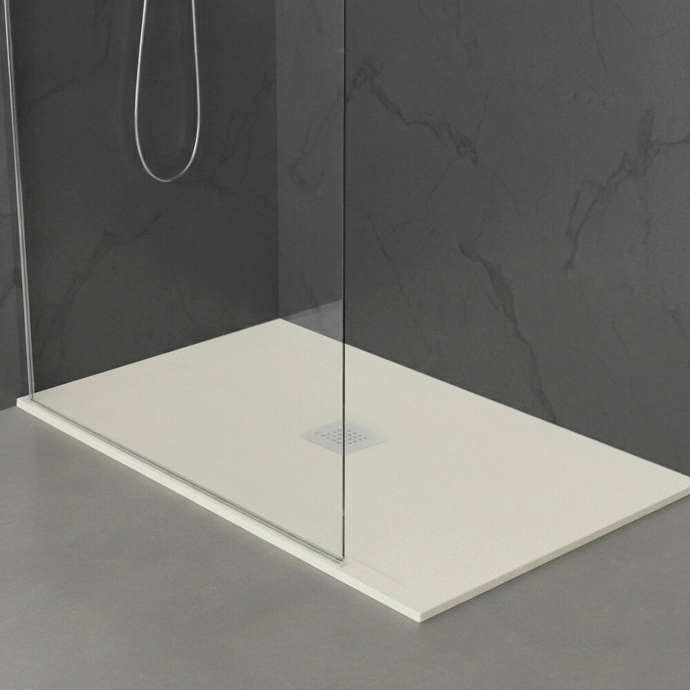 Piatto doccia 70x80 in marmoresina effetto pietra beige riducibile Ten