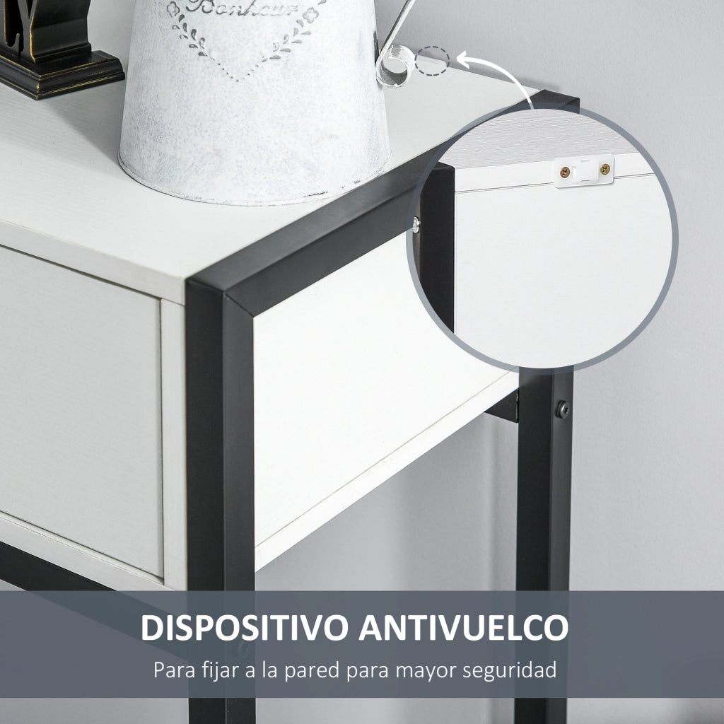 Consolle ingresso con 2 cassetti ¨C Xylo ¨C Bianco e nero 120x34x81 cm