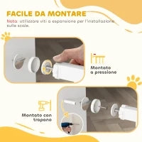 Cancellino per Cani a 3 Estensioni con Larghezza Regolabile 74-148 cm e Chiusura Automatica, Bianco