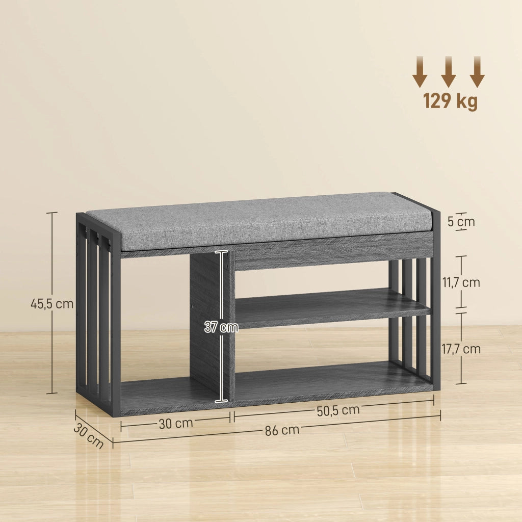 Scarpiera con panca ¨C Xylo ¨C legno grigio 3 ripiani salvaspazio ingresso