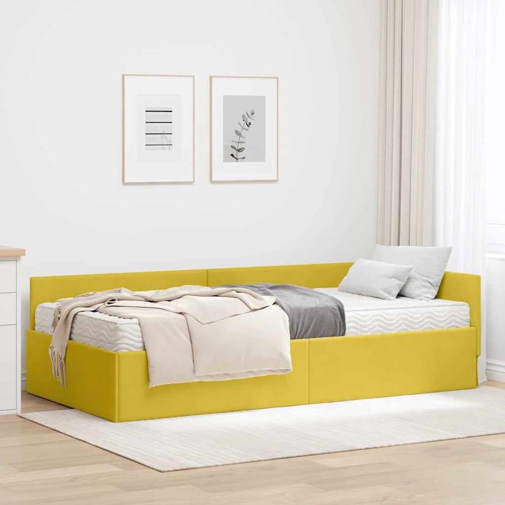 Struttura Letto Angolare con Materasso 2 pz-Giroletto con materasso Giallo Velluto 897791