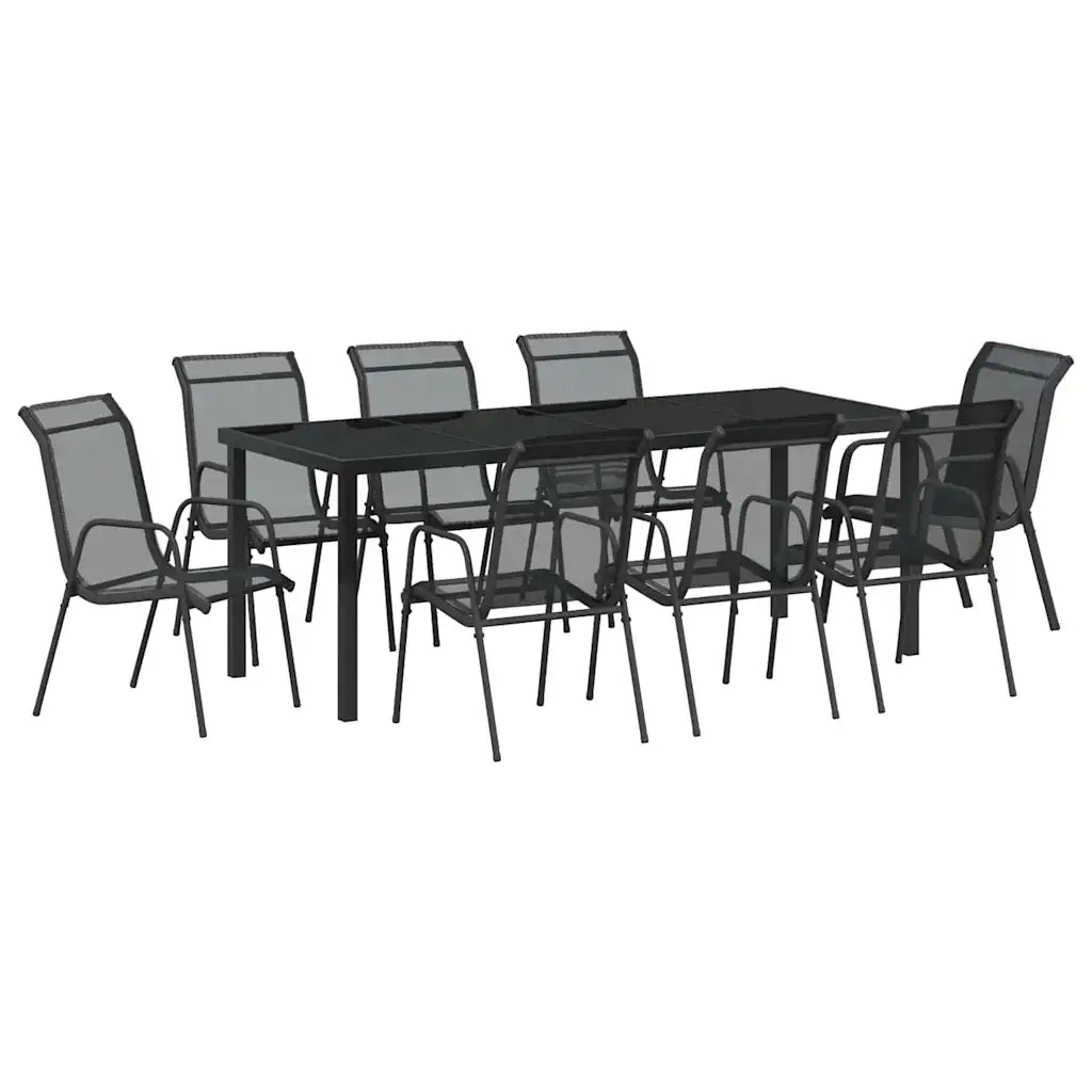 Set da Pranzo per Giardino 9 pcs Nero 3379141