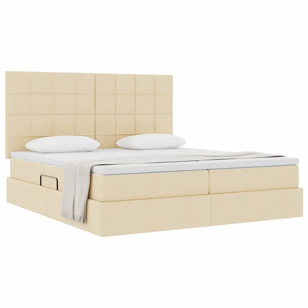 Letto con Contenitore Crema 200 x 200 cm Pelle Sintetica