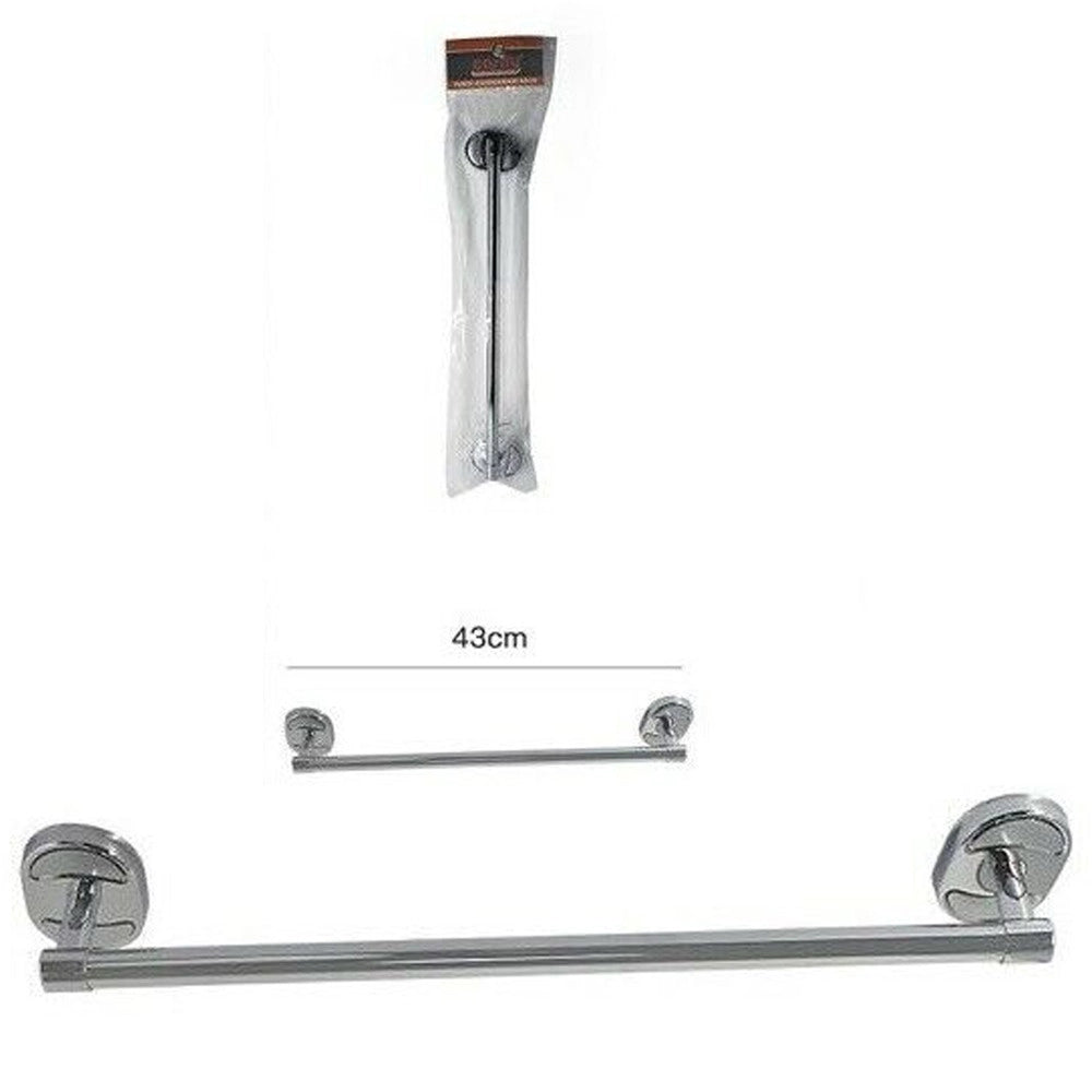 Trade Shop - Porta Asciugamani Acciaio Parete Bagno Fissaggio Con Viti O Colla 40cm 52908 -