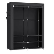 Armadio da camera in tessuto appendiabiti 45 x 127 x 176 cm 2 scomparti appendiabiti con ripiani 4 tasche grande capacità camera da letto/soggiorno grigio ryg008g02 12_0003967