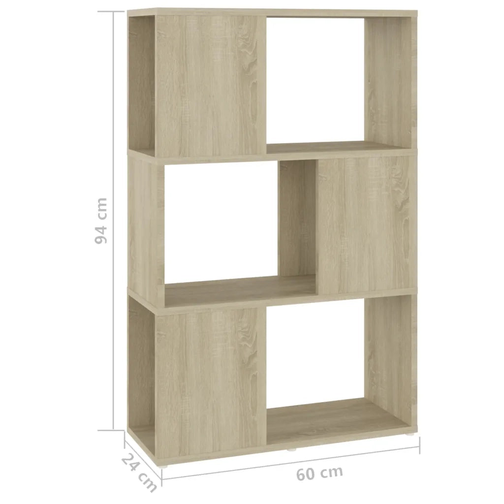 Libreria Divisorio-Scaffale per Libri-Mobile di Stoccaggio Rovere Sonoma 60x24x94 cm in Truciolato