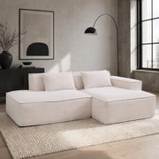 Divano 235 cm beige in poliestere imbottito con seduta elastica
