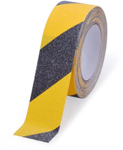 Tappetino antislippo, sicuro per scale, adesivo, tappetino antislippo per scale, segnalazione, antislippo super, per uso interno ed esterno, esterno, transizione nera e gialla, 5 cm x 5 m