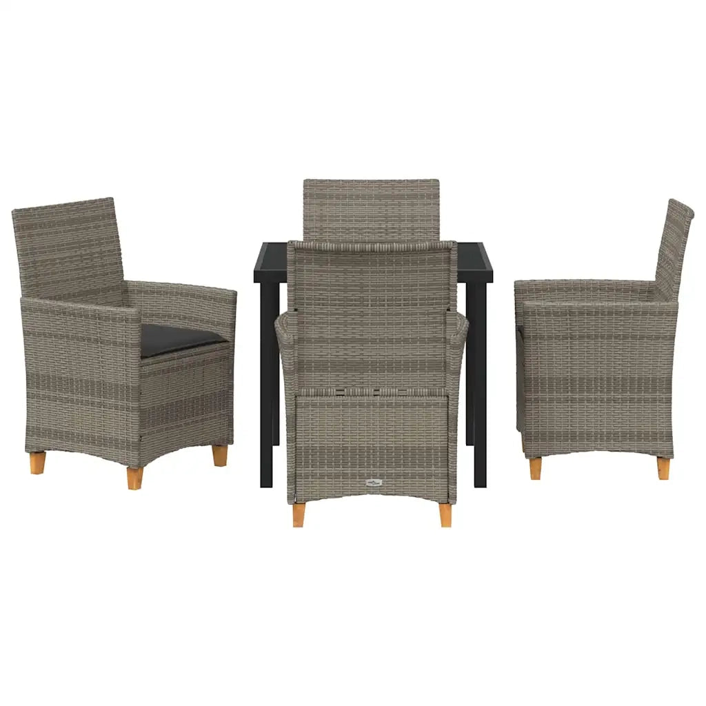 Set da Pranzo per Giardino 5 pcs Grigio polyrattan