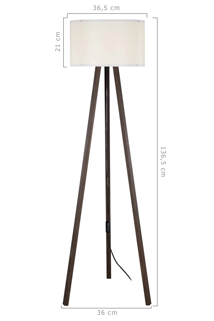 Lampada da terra PIKO treppiede noce 136cm E27 crema Zuma