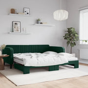 Divano Letto Estraibile Materassi Verde Scuro 100x200 Velluto 3197096