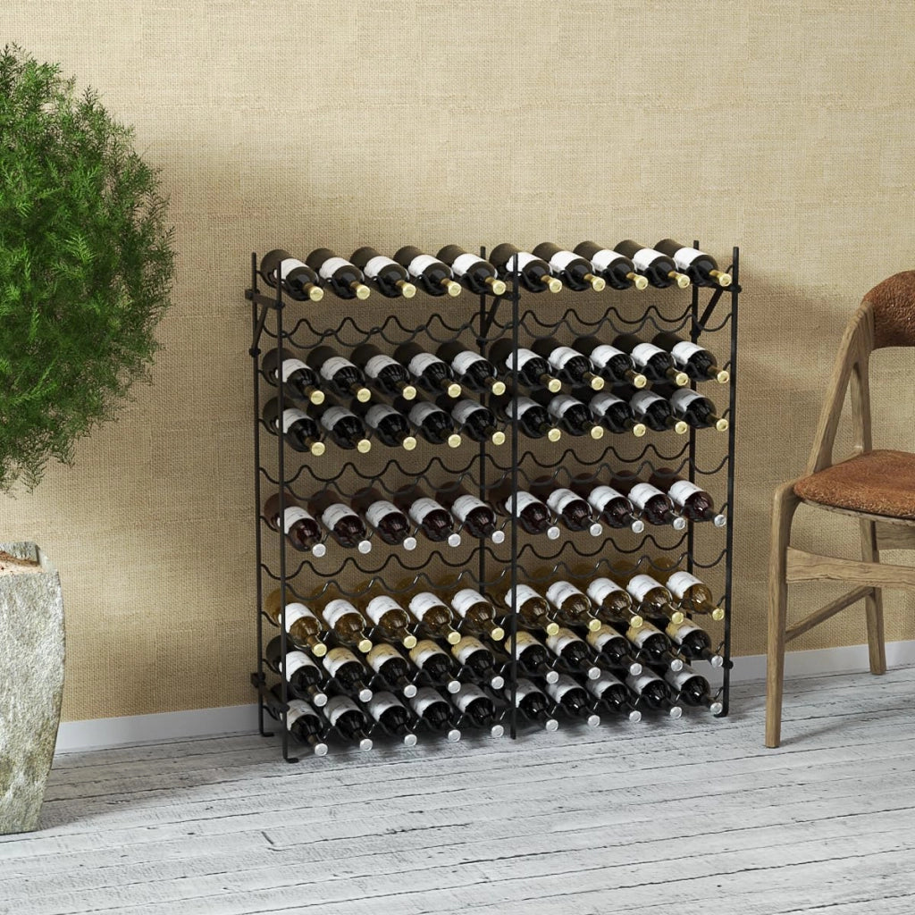Cantina Portabottiglie in Metallo, Scaffale Espositivo per Vino Stabile Senza Oscillazioni, Porta Vino a 10 Ripiani per 100 Bottiglie, per Bar, Cantina e Sala da Pranzo, 98 x 25,5 x 100 cm