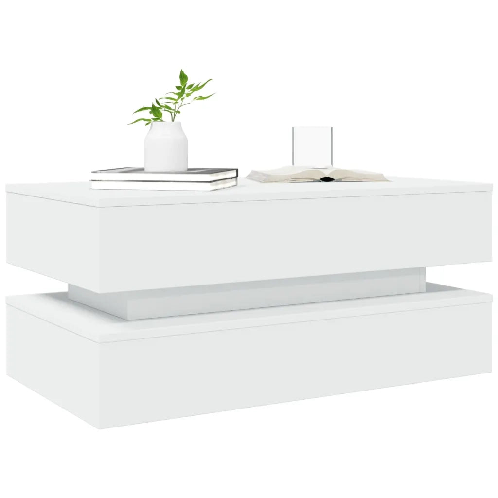 Tavolino da salotto | Tavolino da caff¨¨ | Tavolino da Soggiorno con Luci LED Bianco 90x50x40 cm