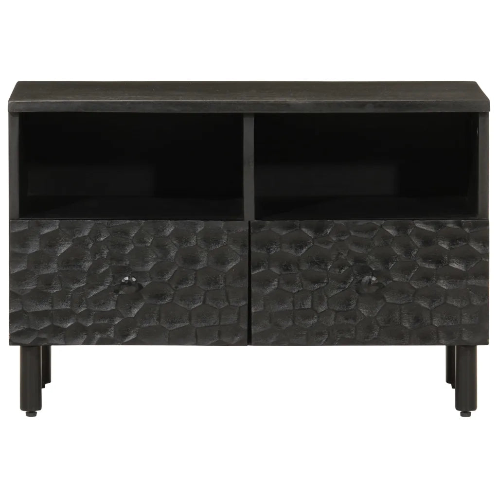 Mobile Porta TV Nero 70x33x46 cm in Legno Massello di Mango 356820