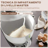 Impastatrice Planetaria da 4.5L a 6 Velocità 35x22x29 cm Ciotola in Acciaio Inox Nero