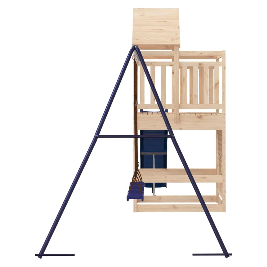 Area giochi all'aperto con altalene scivolo e robuste strutture per arrampicarsi  attrezzatura da gioco da giardino 525 x 199 x 249 cm legno di pino massiccio 02_0004663