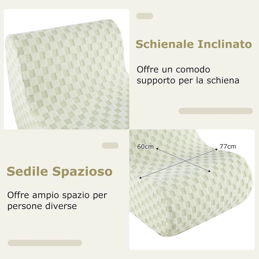 Sedia a Sacco con Pouf, Divano in Spugna ad Alta Elasticità, Fondo Antiscivolo e Copertura in Velluto Lavabile, Comoda Poltrona Pigra per Soggiorno Camera da Letto Sala Lettura (Verde)
