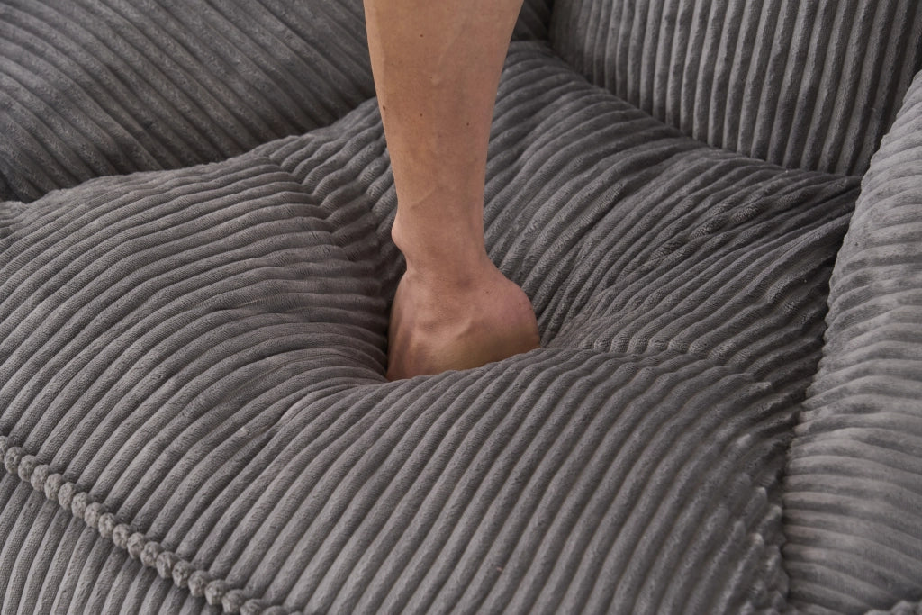 POLTRONA Sacco con schienale ergonomico in corduroy grigio