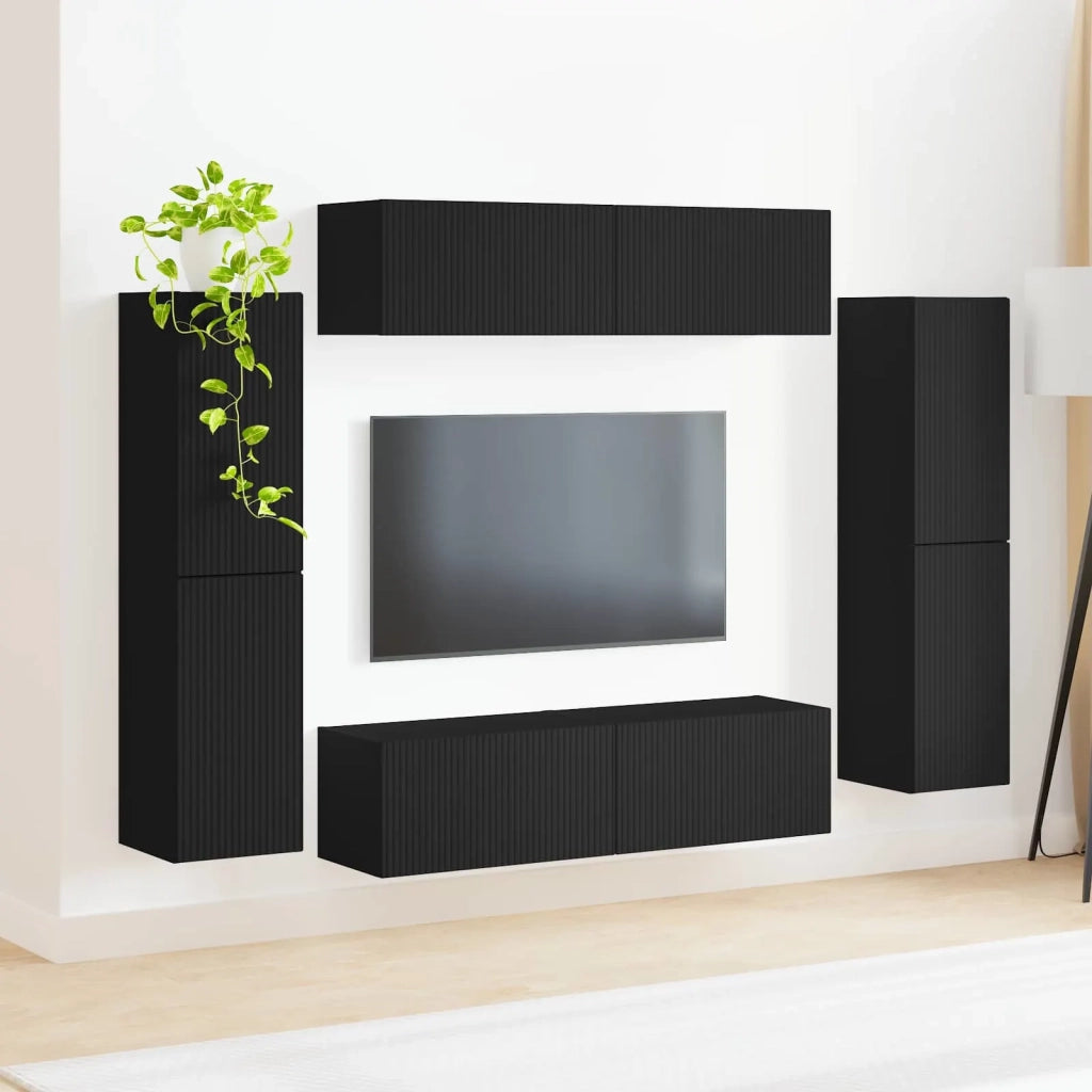 Set mobile TV 8 pcs Nero Legno multistrato