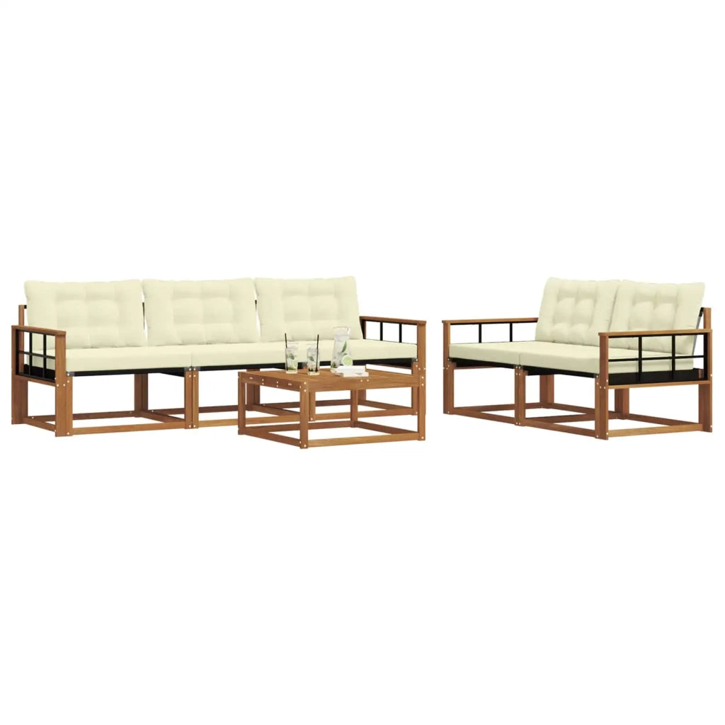Set di divani da esterno con cuscino 6 pcs Naturale e Crema 3369197