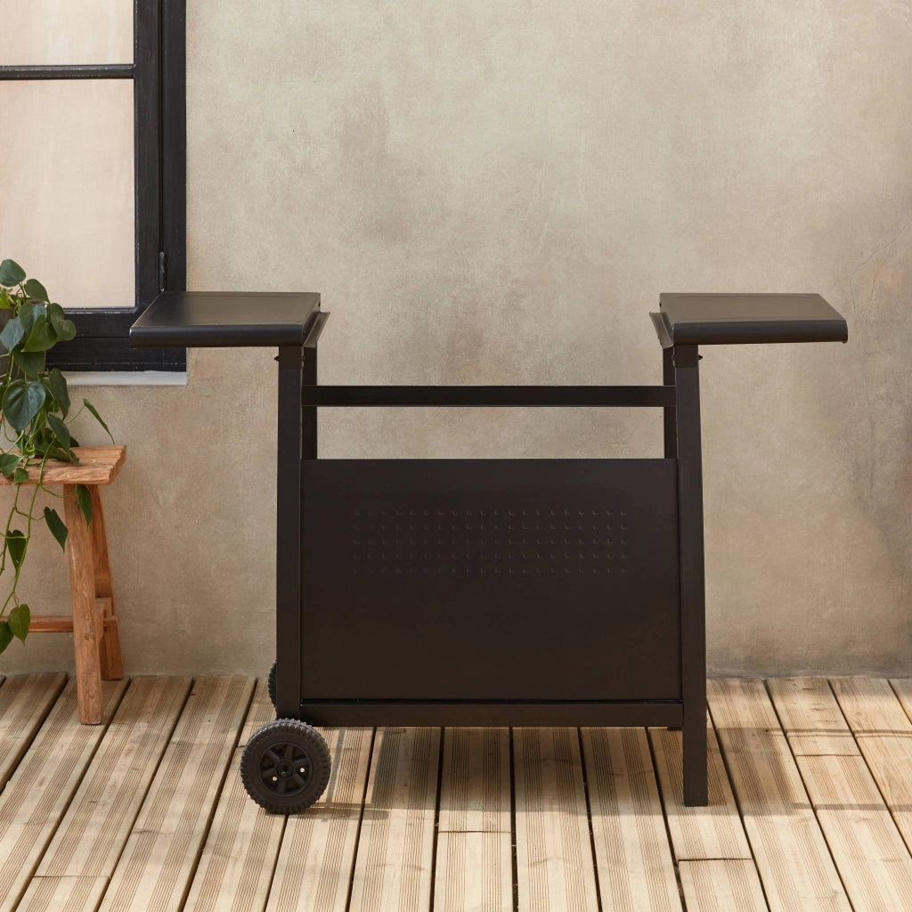 Carrello piastra 3 bruciatori acciaio, nero