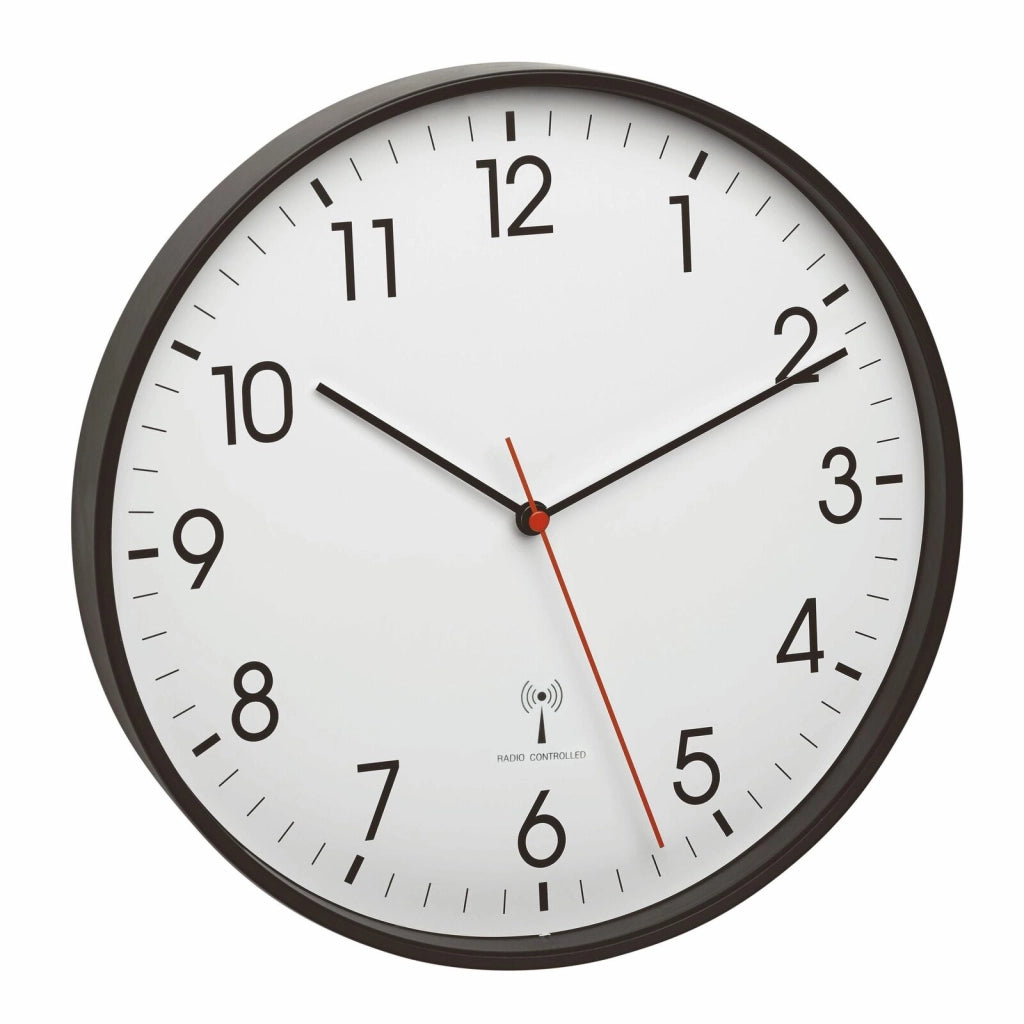 TFA-Dostmann 60.3537.01 Orologio a muro analogico radiocontrollato con movimento silenzioso sweep diametro 30.5 cm colore Nero
