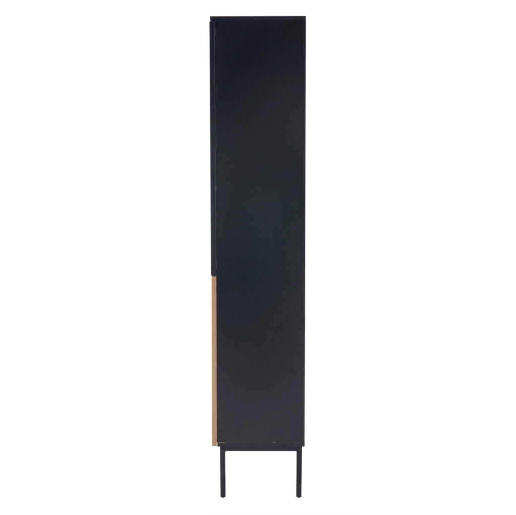Vetrina con ante in vetro, illuminazione LED e struttura a pavimento