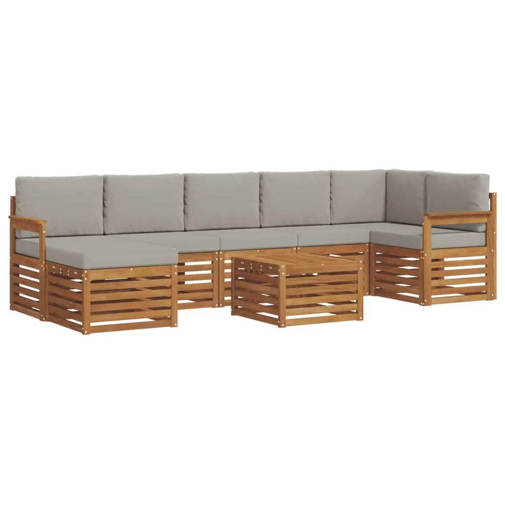 Set di divani da esterno 8 pcs Grigio Naturale e Chiaro
