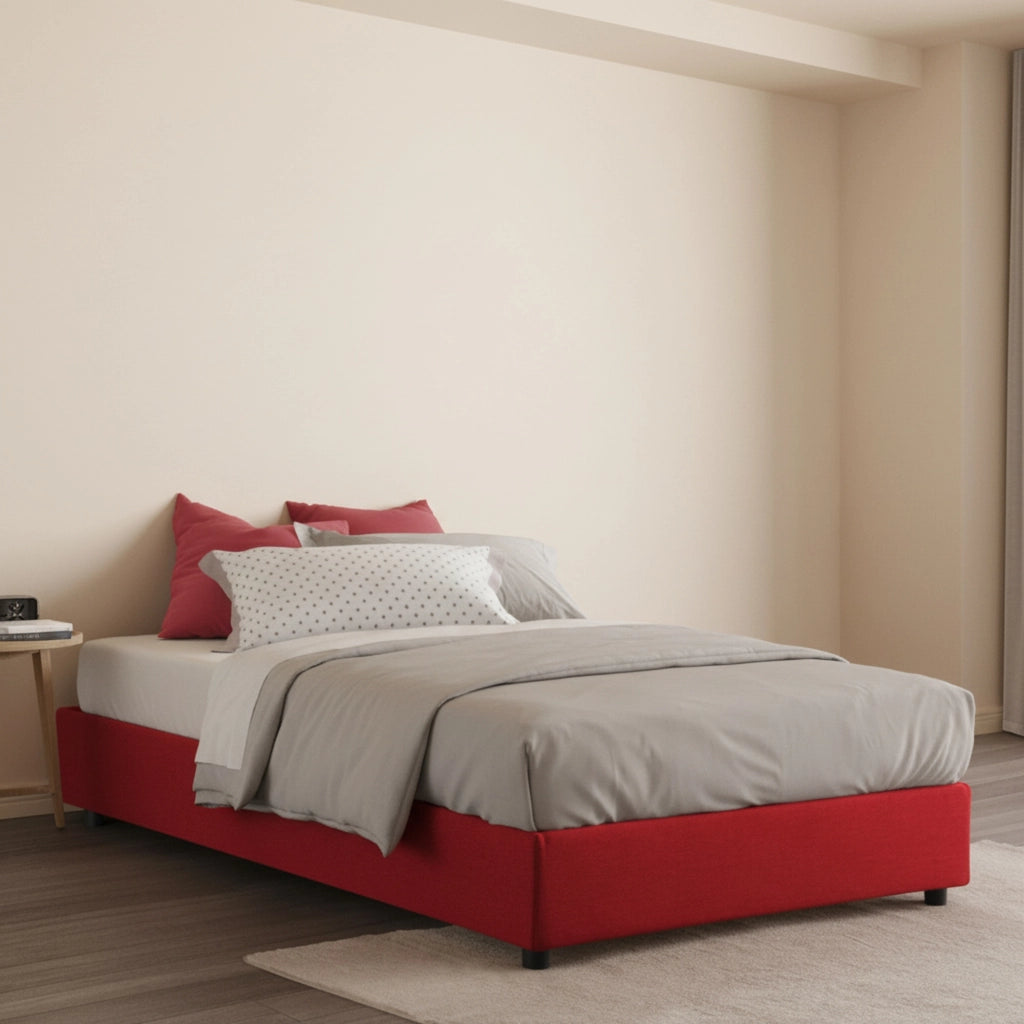Ariba, Letto Piazza e Mezza Sfoderabile Made in Italy, Rosso