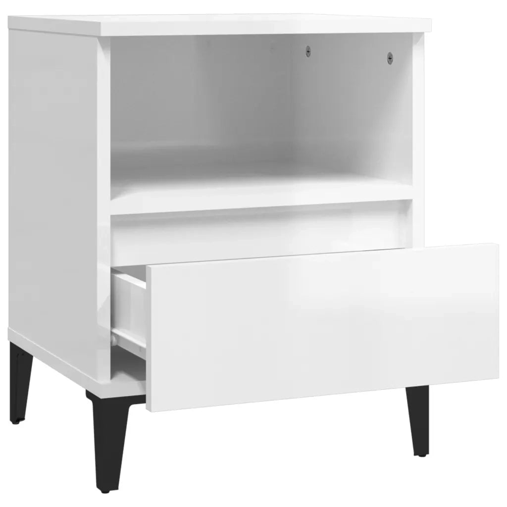 Comodini 2 pz-Set di 2 Tavolino da notte in Bianco Lucido 40x35x50 cm 817946