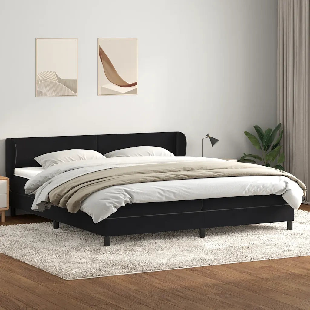 Giroletto a Molle con Materassi Nero 200x220 cm in Velluto 3317417
