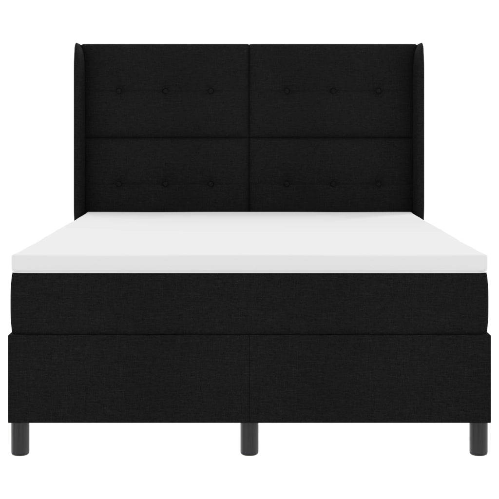 Letto a Rete con Materasso e LED Nero 140x200 cm Tessuto