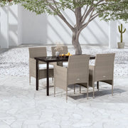Set da Pranzo da Giardino 5 pz con Cuscini Beige e Nero 3099295