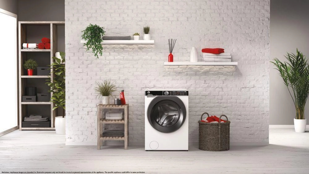 Hoover H-WASH 500 , Lavatrice Carica Frontale 9 KG, 15% più efficente della classe A, 1400 giri, Bianco, Inverter, Vapore, Wi-Fi, HWP 49AMBC7/1-S