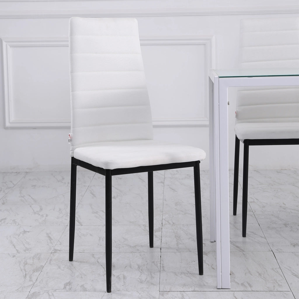Set 4 Sedie Imbottite da Pranzo ¨C Zephmum ¨C Bianco, Metallo, Tessuto