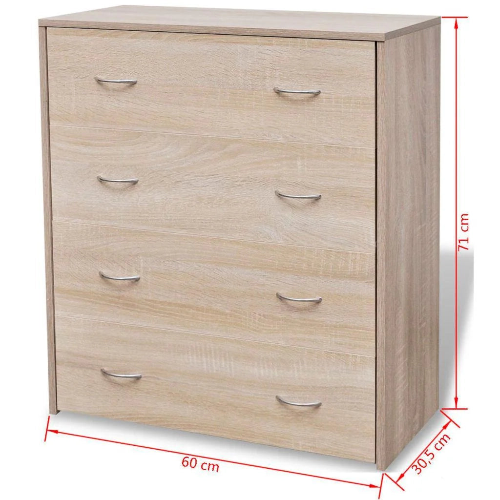 Credenza mobiletto consolle mobile contenitore con 4 cassetti 71 cm colore rovere marrone 4402121
