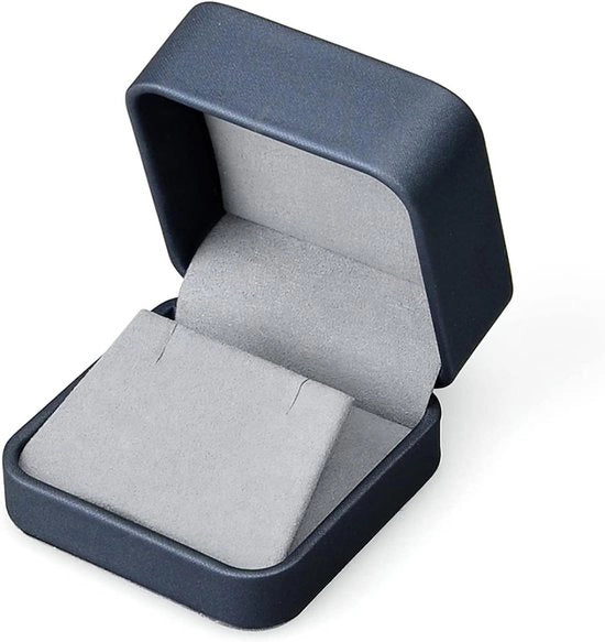 Scatola di conservazione per orecchini in pelle nera blu scuro - Display per gioielli con supporto in pelle PU - Decorativo - Cassetto di conservazione per orecchini - Design lussuoso