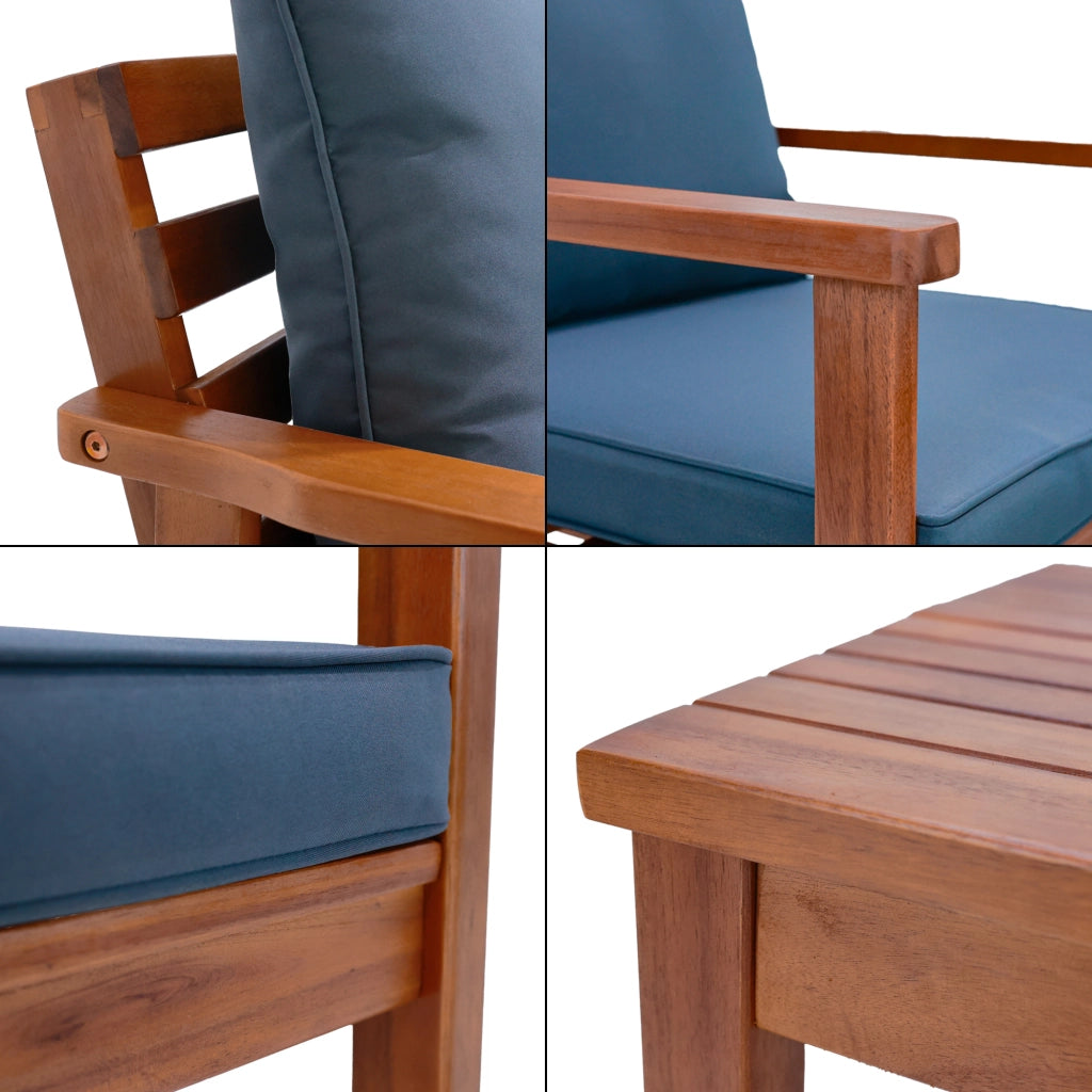 Set Salottino Brittoli da Giardino in Legno di Acacia - Grigio Certificato FSC® [en.casa]