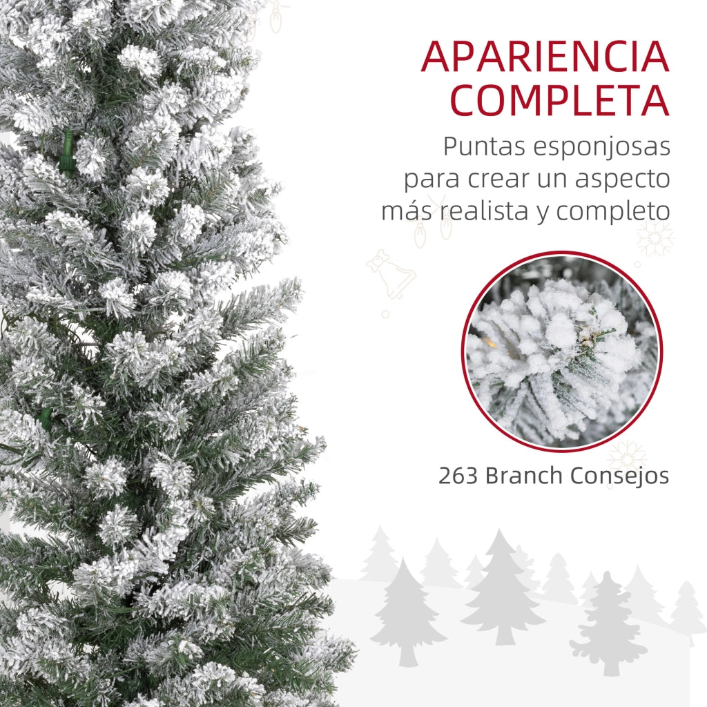 Albero di Natale Artificiale Innevato 150 cm ¨C Xylo ¨C 120 LED 263 Rami Base Metallo Verde Bianco