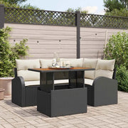 Set Divano da Giardino con cuscino 5 pcs Nero e crema 3349578